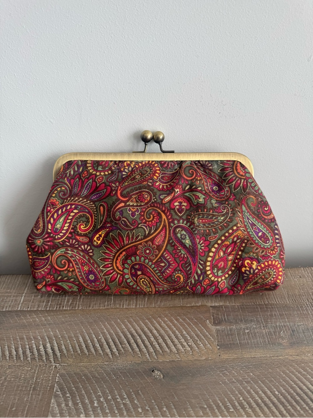 Paisley Clutch - Red Paisley Print